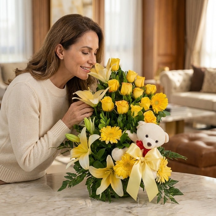 arreglo floral exotico amaretto mujer