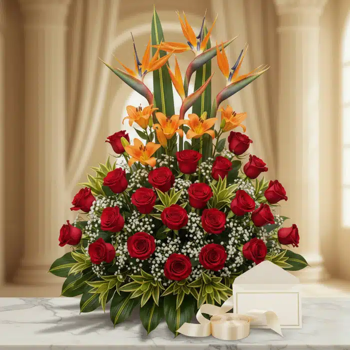 arreglo floral exotico tucana rosas lirios 3bqnnb