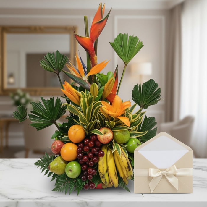 arreglo floral frutas alfa regalo