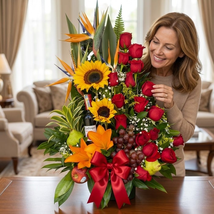 arreglo floral frutas especial mujer atides