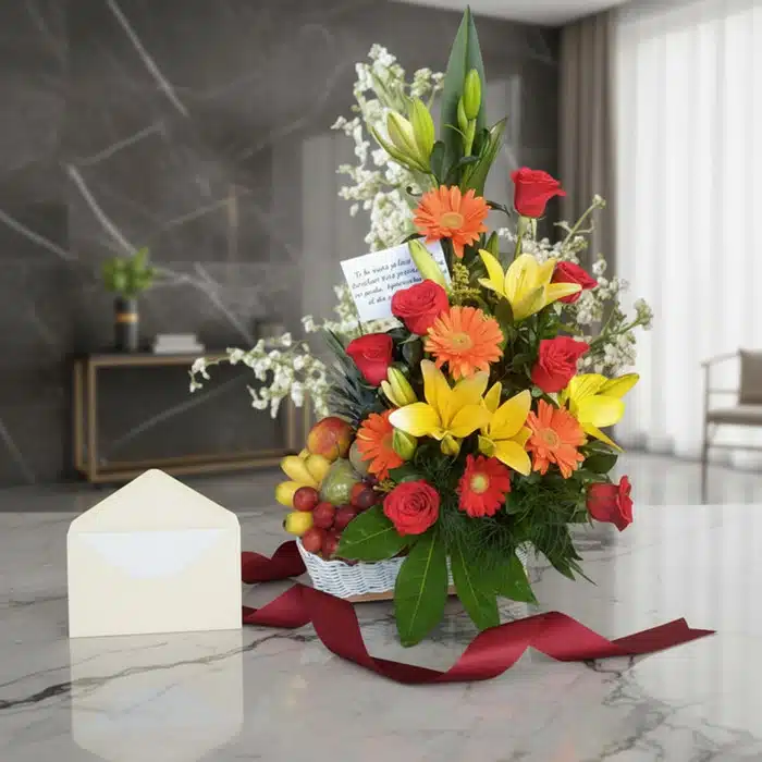 arreglo floral frutas quitana elegante