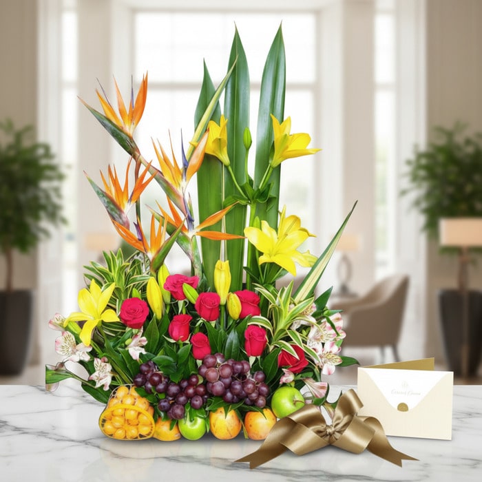 arreglo floral frutas tropicales akebia