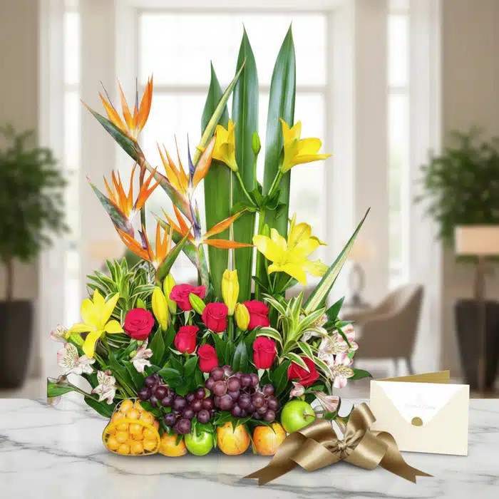 arreglo floral frutas tropicales akebia