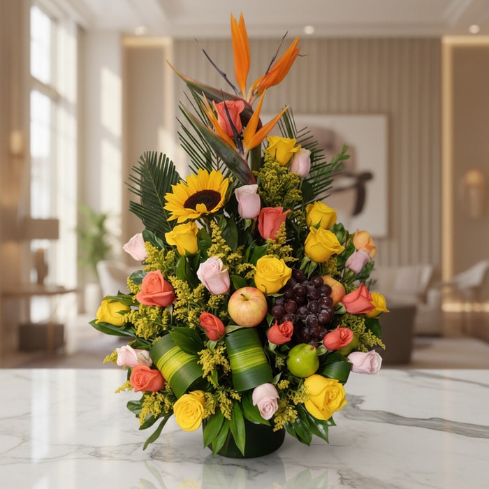 Floral Arrangement with Tropical Fruits