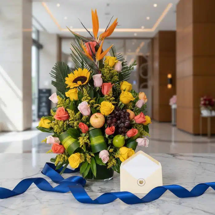 arreglo floral frutas tropicales regalo u2odl8z