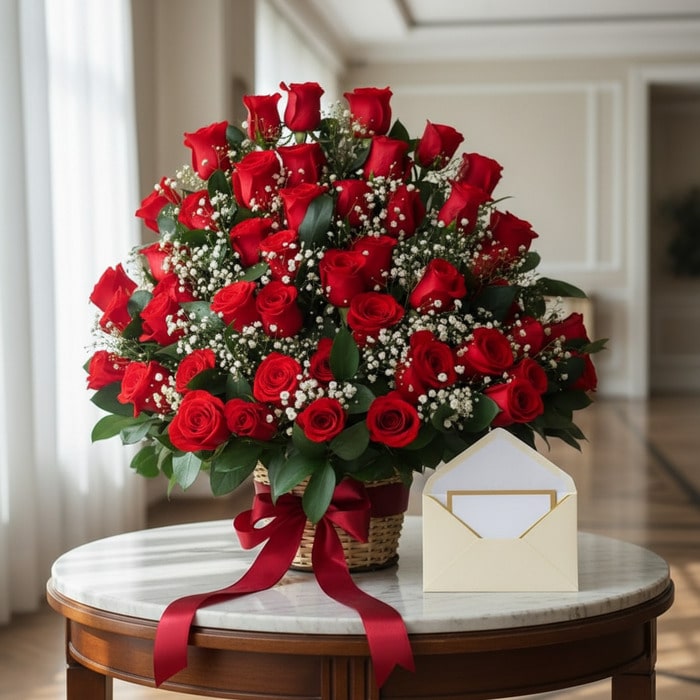 arreglo floral quiero amarte rosas rojas woag