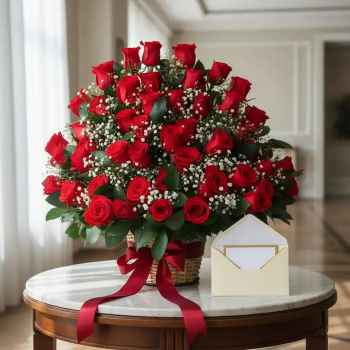 arreglo floral quiero amarte rosas rojas woag