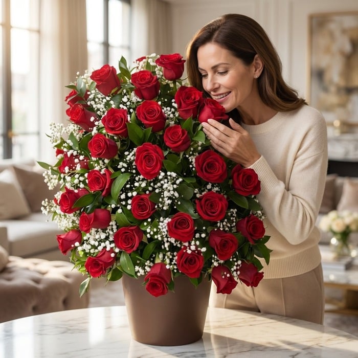 arreglo floral rosas rojas mujer 8izlnull