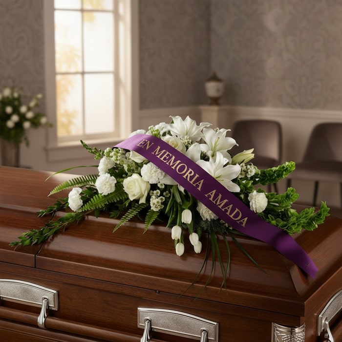 arreglo funebre cubre caja bondad