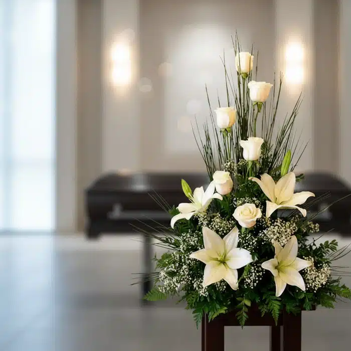 arreglo funebre descanso eterno lirios rosas qlzp