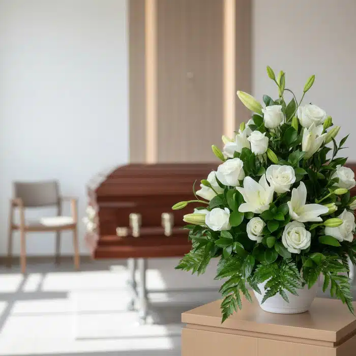 arreglo funebre piedad flores blancas 4cyt