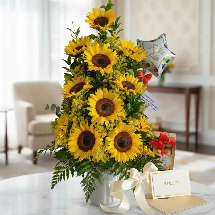 arreglo girasoles halo regalo especial pisrr1h