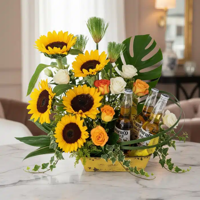 arreglo girasoles temis cervezas regalo 2ntnyao