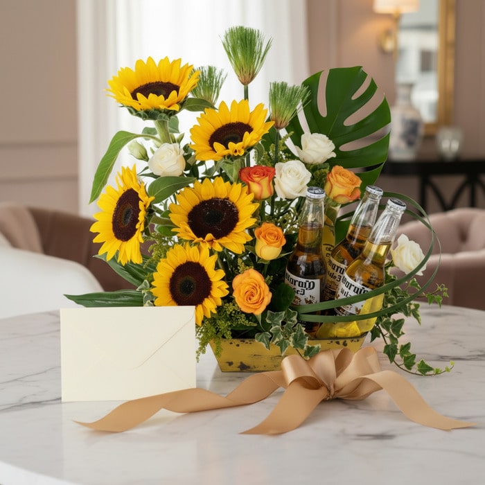 arreglo girasoles temis cervezas regalo r0oicb5
