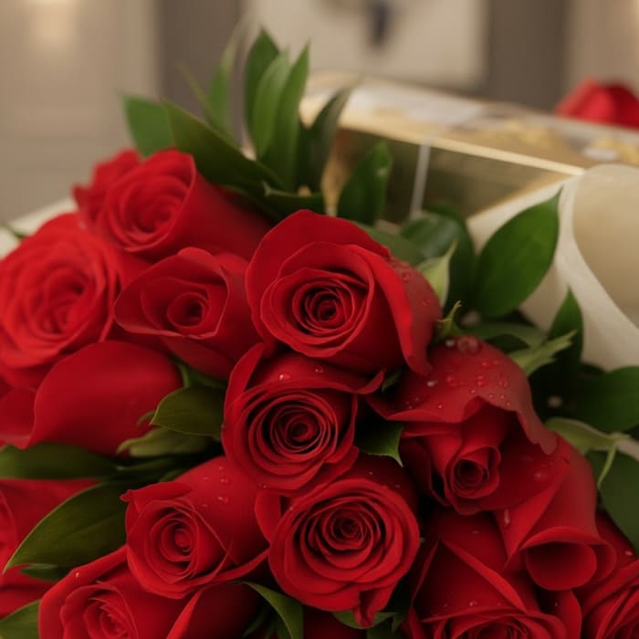 bouquet rosas rojas macro frescura