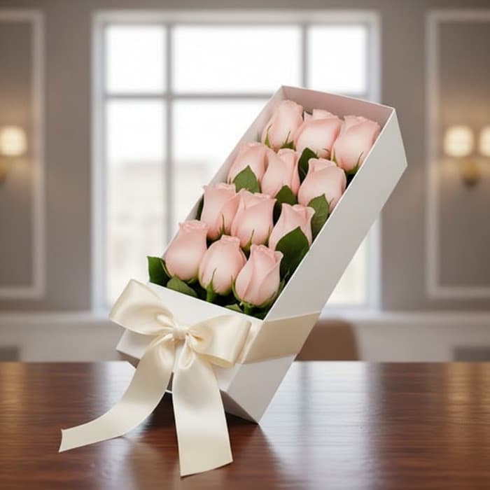 Box of 12 Pink Roses