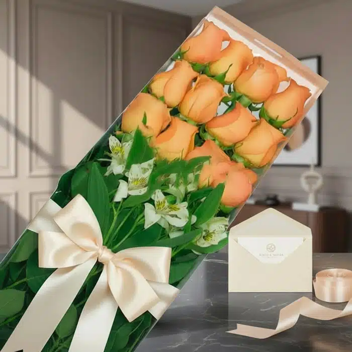 caja 12 rosas salmon regalo za1q9zf