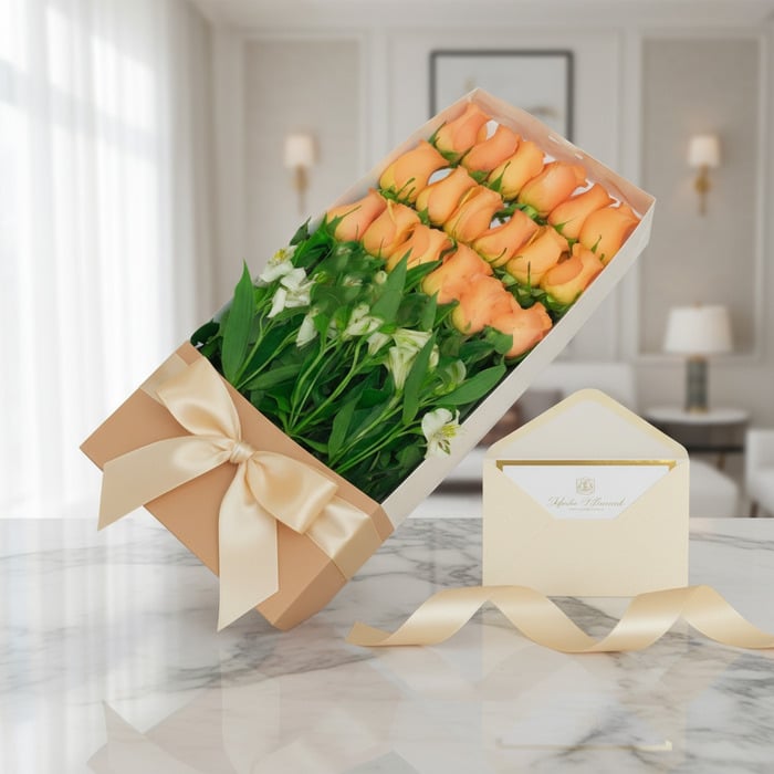 caja 18 rosas salmon regalo 3ar8goa