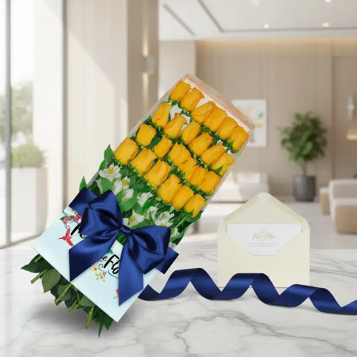 caja 24 rosas amarillas regalo th3h