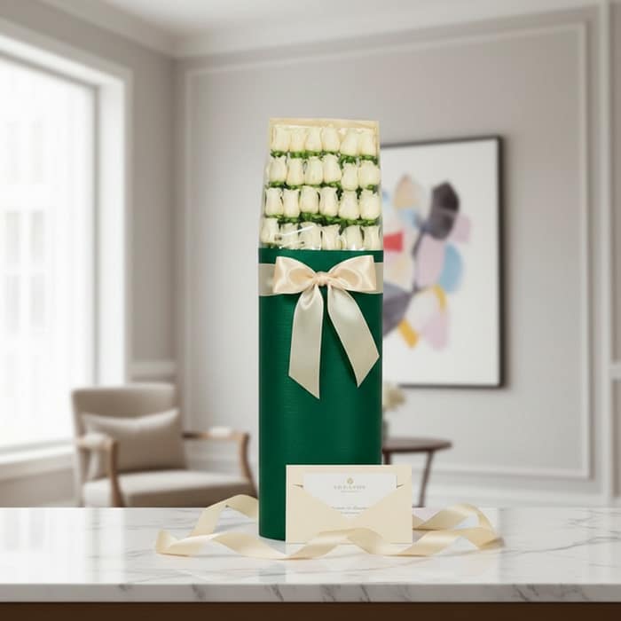 caja 24 rosas blancas elegante regalo ih1w