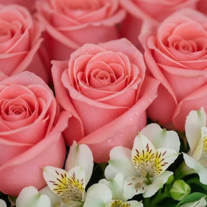 caja 24 rosas rosadas frescas