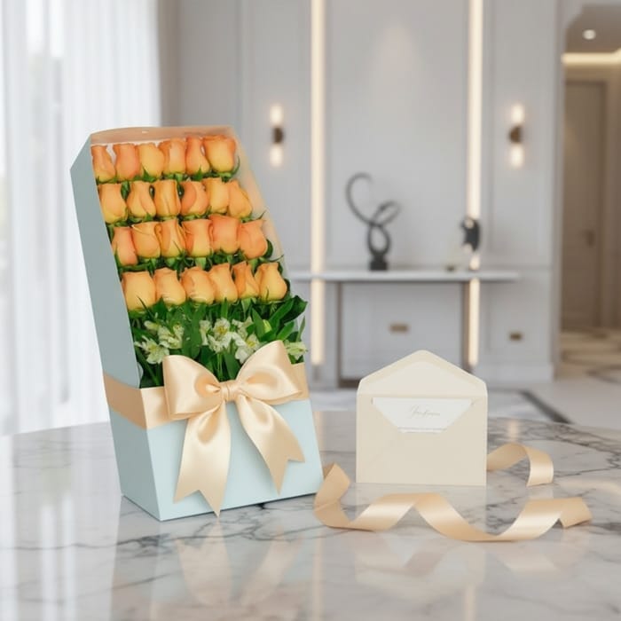 caja 24 rosas salmon regalo cuwzb47e