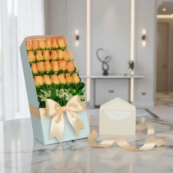 caja 24 rosas salmon regalo cuwzb47e