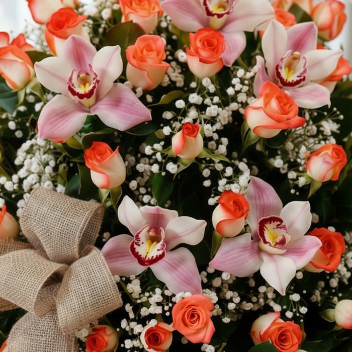 canasta rosas orquideas macro frescura v6y1