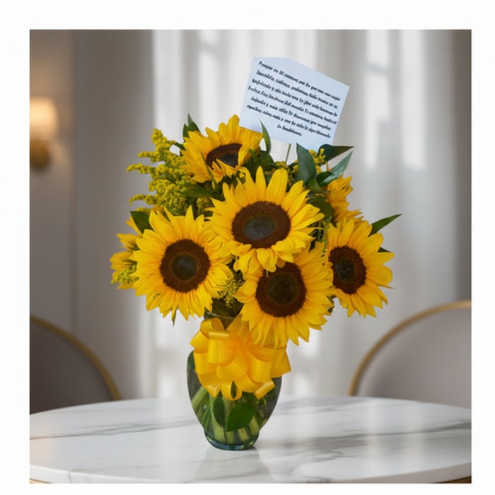 Vase with 12 Sunflowers