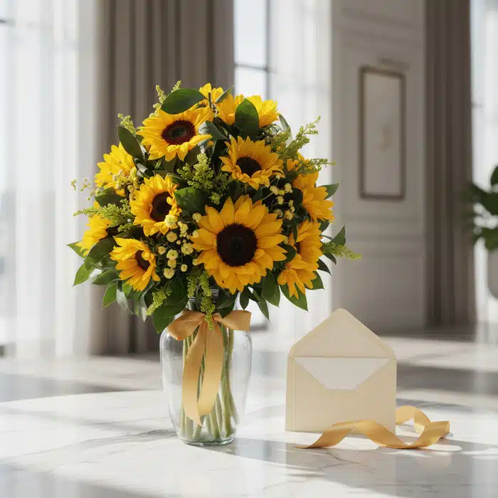 jarron 12 girasoles regalo elegante ygsznb3c