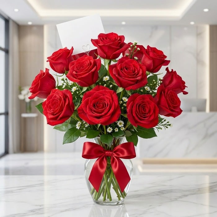 Vase with 18 Roses