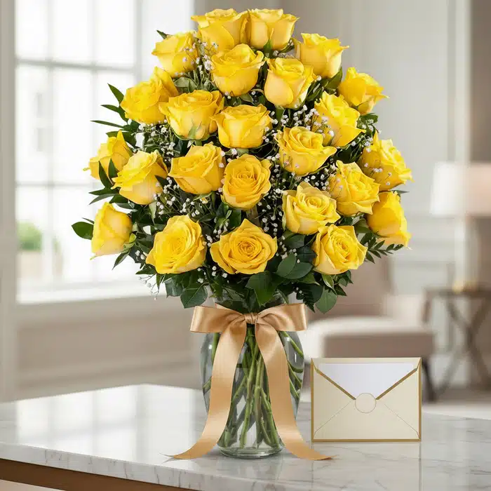 jarron 24 rosas amarillas regalo ibzub