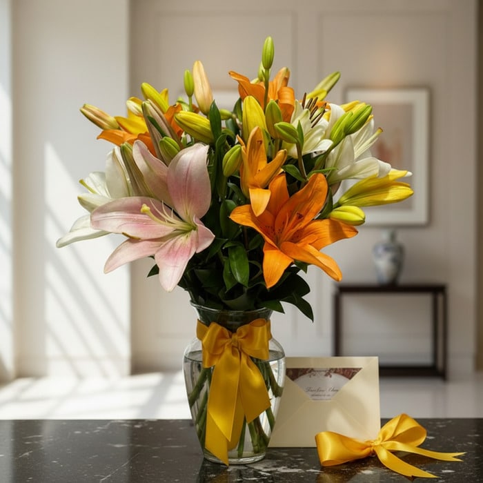 jarron lirios colores regalo elegante hbzk