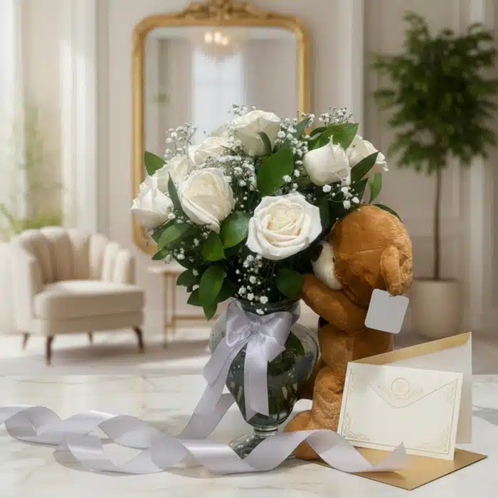 jarron llevame contigo rosas blancas ljusy