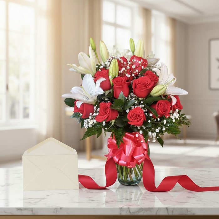 jarron otono rosas lirios rojos yjl8qjiw