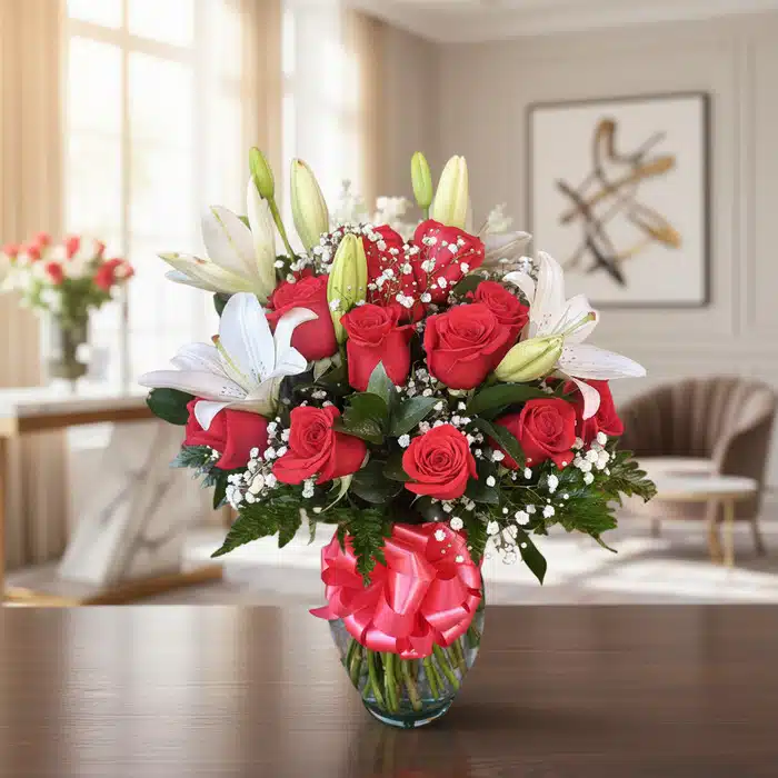 jarron otono rosas lirios wu2oph