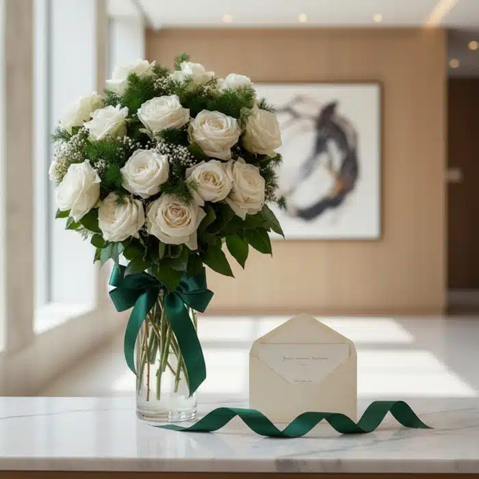 jarron petalos blancos regalo elegante kbddqmu