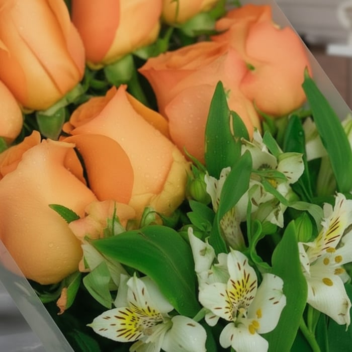 macro rosas salmon frescas p1tw1sn