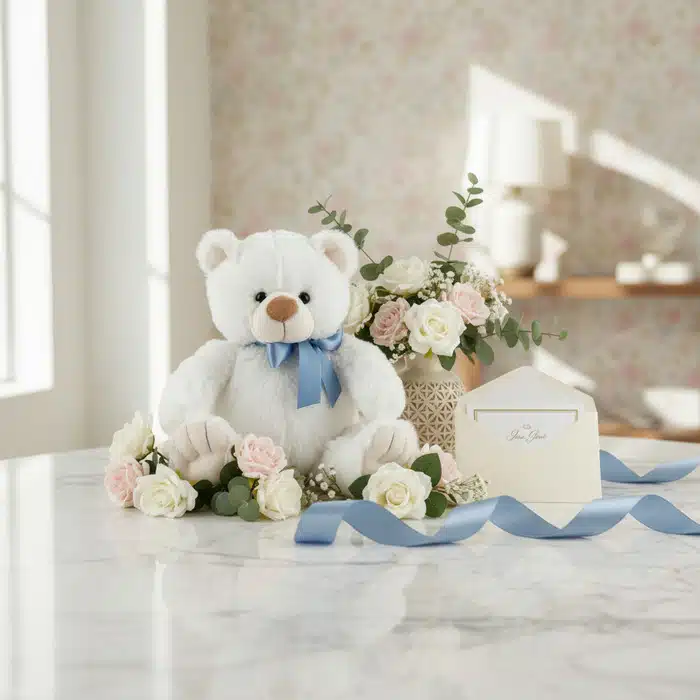 oso felpa blanco rosas regalo askhp