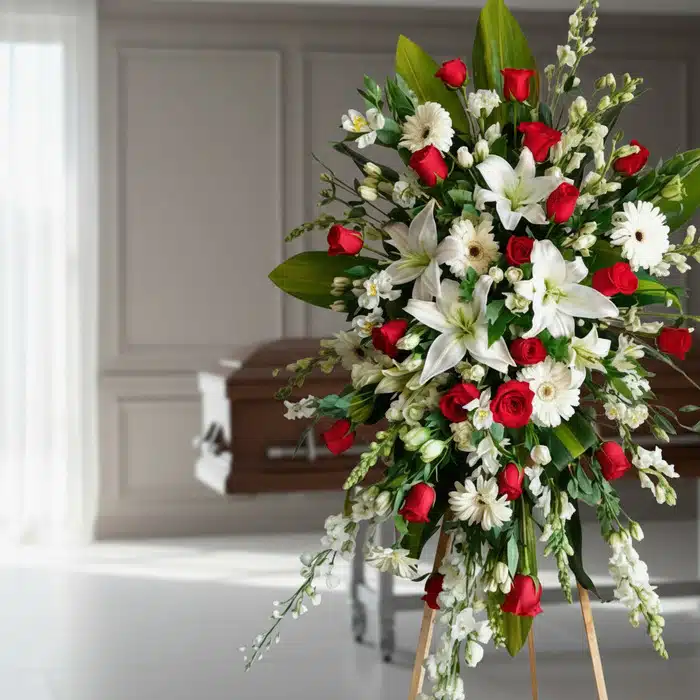 pedestal funebre adoracion flores blancas rojas vqgrn1zq