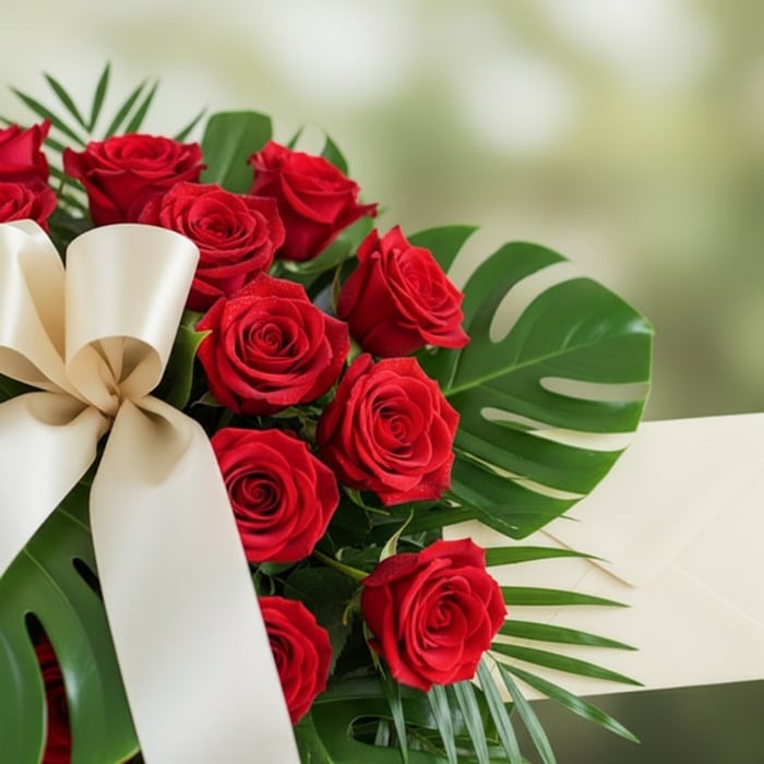 pedestal funebre sentido pesame rosas rojas quhw6n6