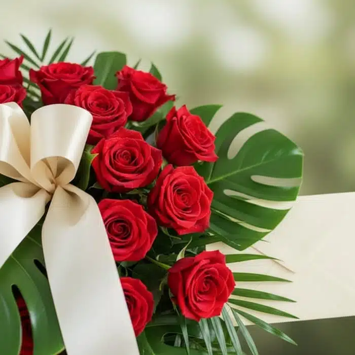 pedestal funebre sentido pesame rosas rojas quhw6n6