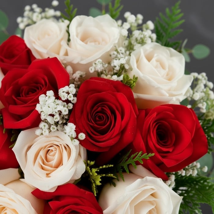 ramillete rosas rojas blancas frescas bkca