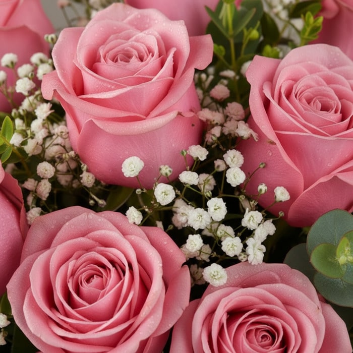 ramillete rosas rosadas frescas rocio fr6je