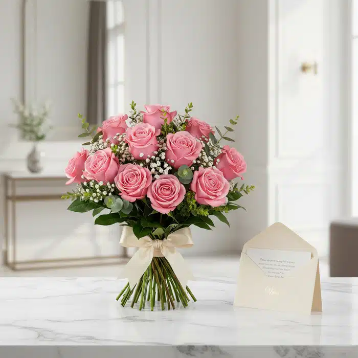 ramillete rosas rosadas regalo elegante cbpaetg