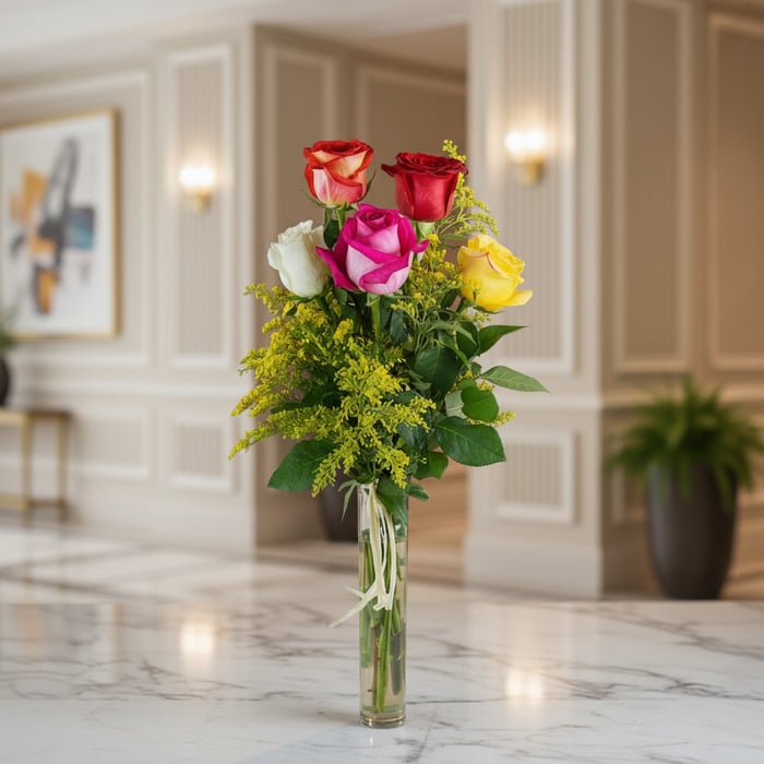 Solitaire with Multicolored Roses